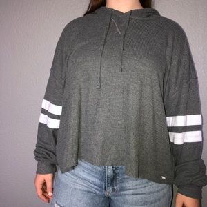 gray, white striped light cotton pullover